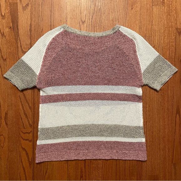 Kinross S/S Mesh Bloom Multi Stripe Cotton Pullover size L - Picture 8 of 13